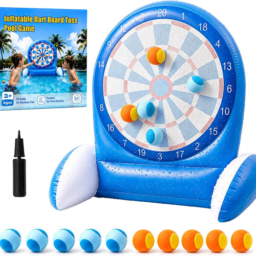 Inflatable Dart Board Water Game for Kids - Pool Toys with Sticky Balls, Safe PVC Material, Add Water for Stability, Includes 10 Balls & Air Pump, Ages 3-12 Family Outdoor Fun