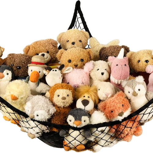 Stuffed Animal Storage Hammock Net Corner - Large Toy Hammock Net for Stuffed Animals Room Decor - Cute Stuff Animal Organizer Holder for Plush Plushie - Kids Baby Nursery Wall Bedroom Home Decor