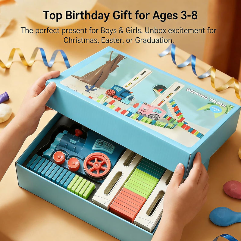 prephy domino train toys kids games - automatic stacking creative game for 3-6 year old boys and girls.