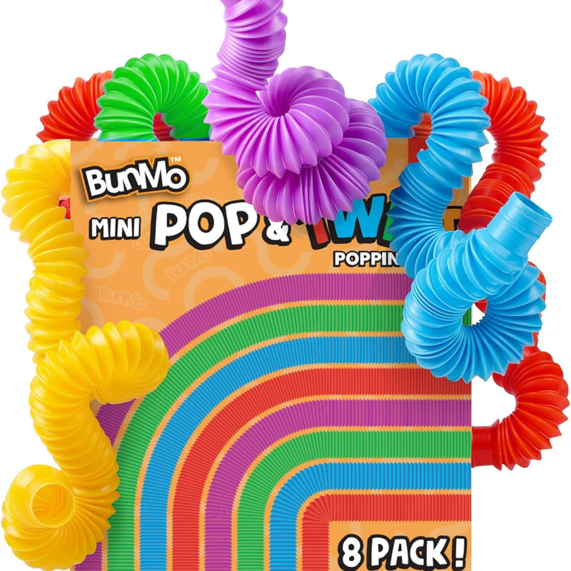 Bunmo Pop Tubes 4-pack Large - Non-Mouthable Fidget Toy for Creative Learning & Fine Motor Practice - Ages 3+