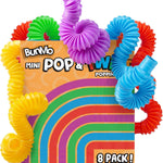 BUNMO Pop Tubes - Sensory Toys - Fidget Toys - Imaginative Play & Stimulating Creative Learning - Hours of Fun for Kids - Tons of Ways to Play - Non-Mouthable Toy 3+ - 8 Pack Small