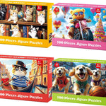 4-Pack 100 Piece Puzzles for Seniors Country Life Large Piece Puzzles for Seniors Puzzle Dementia Alzheimer's Products Activities for Elderly Adults Kids Puzzle for Kids Ages 6-8 8-10