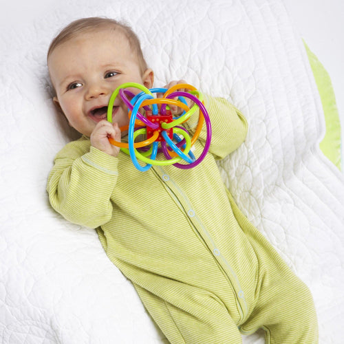 Manhattan Toy Winkel Rattle & Sensory Teether: Classic Baby Toy for Clutching and Auditory Stimulation