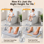 Orzbow Potty Training Seat with Step Stool, Adjustable Height, Anti-Slip | Safety Handles, Comfortable Seat Cushion, Splash Guard for Toddler Boys and Girls, Fits Most Toilets, Foldable Storage, Gray