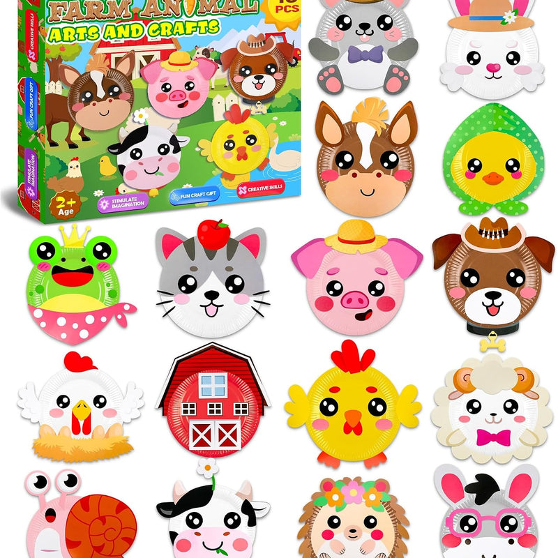 16 Pack Arts and Crafts for Kids Toddler DIY Animal Paper Plate Art Gifts