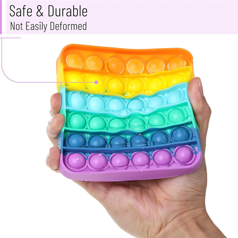 Mr. Pen- Pop Fidget Sensory Toys, 2 Pack, Circle & Square Shapes, Sensory Stress Relief Squeeze Toys for Kids & Adults, Silicone Bubble Popping Game for Anxiety, Fun