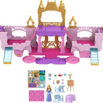 Mattel Disney Princess Toys, Carriage to Castle Transforming Playset with Aurora Small Doll, 4 Figures, Furniture & Accessories​​​
