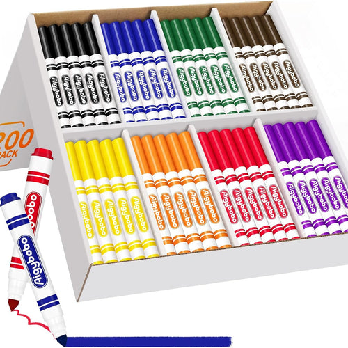 Aigybobo 200 Count Washable Markers Bulk, 8 Assorted Colors, Broad Line Conical Tip Coloring Marker for Kids, Markers Bulk Pack for Classroom, School Art Supplies & Back to School Supplies