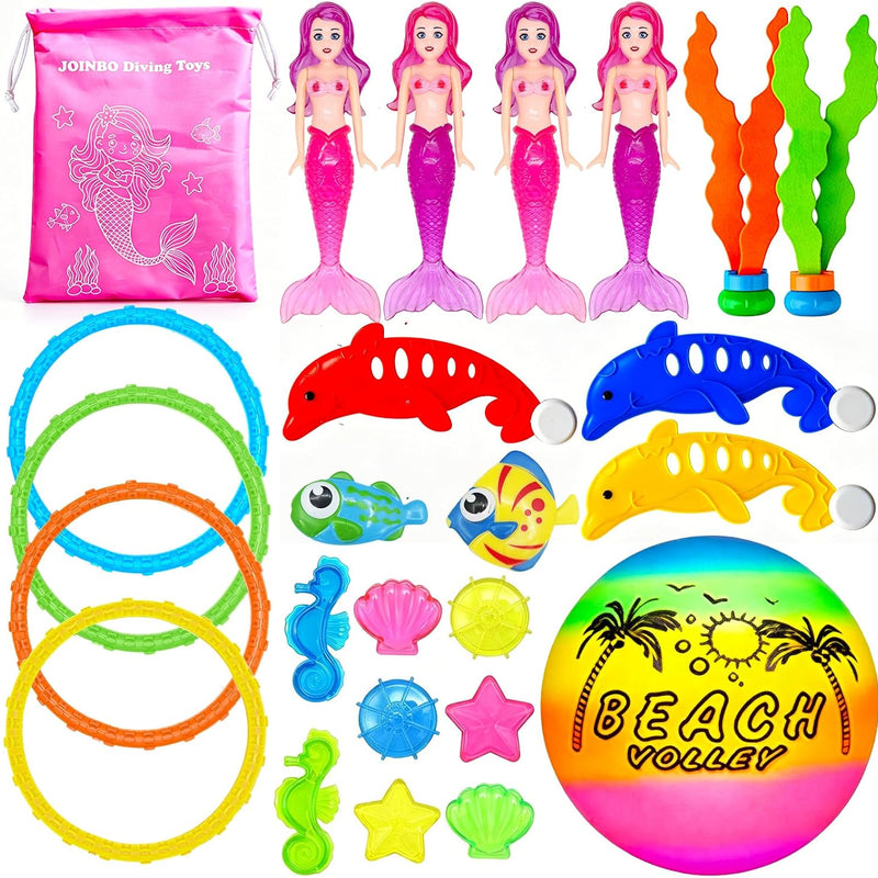 18 Pcs Diving Pool Toys for Kids Ages 3-12 Set with Storage Bag | Mermaid Sinking Dive Toy Set for Boys and Girls, Summer Underwater Swimming Training Gift for Pool Games