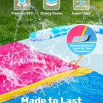 JOYIN 22.5FT Water Slide and 2 Inflatable Boards, Extra Long Heavy Duty Double Lawn Waterslide with Sprinkler for Kids Adults Backyard Summer Water Toy Outdoor Fun, Blue, Pink