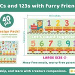 Bright Seed Disposable Placemats for Baby & Toddlers, Learning Mat- Animal1 | 40 Disposable Placemats, ABC, Numbers & Animal Learning, Perfect for Restaurants & Travel, Helps Keep Tables Clean