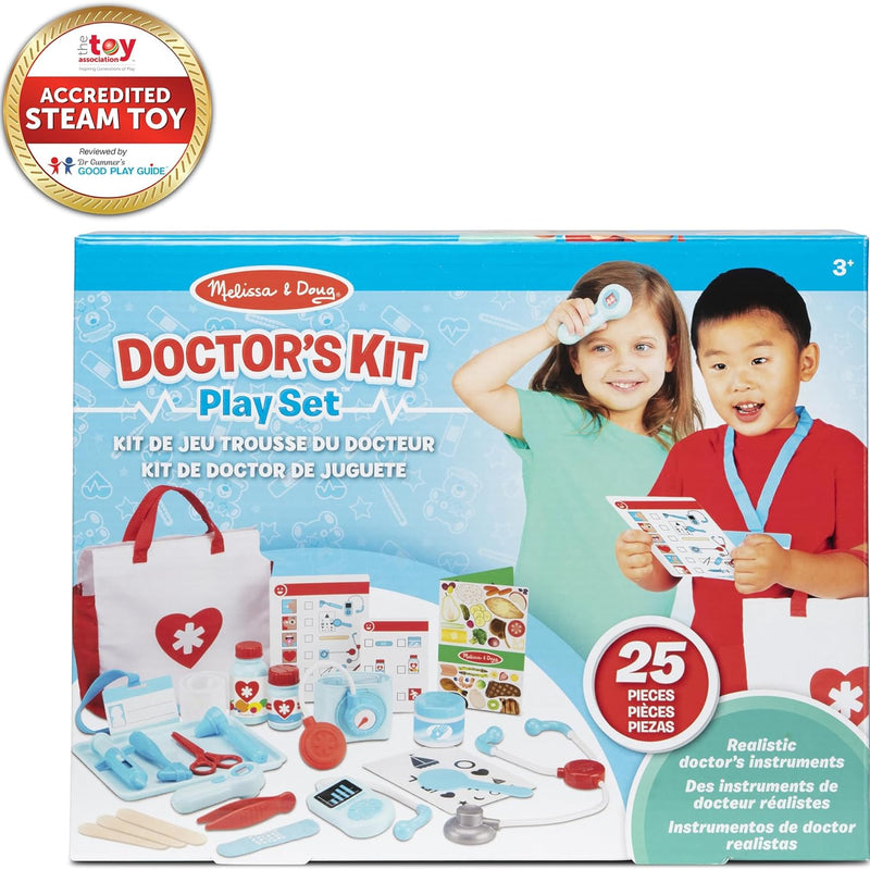 Melissa & Doug 25-Piece Toddler Doctor Play Set for imaginative medical play with preschool toys for girls and boys ages 3+
