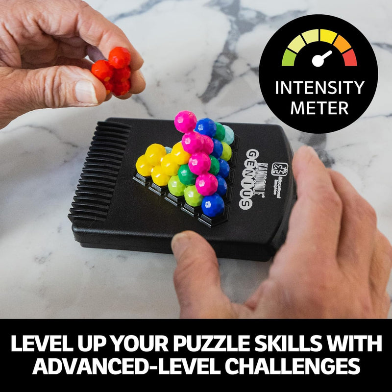 Educational Insights Kanoodle Genius 3D Brain Teaser Puzzles with 202 Advanced Challenges for Kids, Teens, and Adults, a Portable Single-Player Logic Game Enhancing Spatial Reasoning and Problem-Solving Skills.