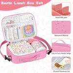 wiwens Bento Lunch Box for Kids with 12oz Soup Thermo Leak-Proof Lunch Food Container with 5 Compartment Thermo Hot Food Jar and Insulated Lunch Bag for Kid Toddler Girls Boys to School