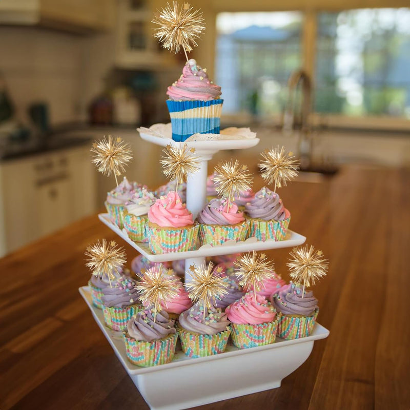 30Pcs Foil Firework Cupcake Toppers: Premium Decorations for Birthdays, Parties & Desserts