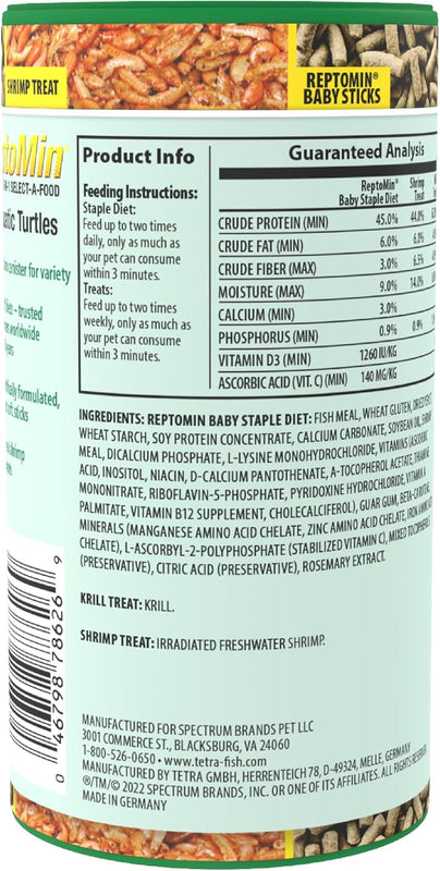 Tetra ReptoMin 3-in-1 Select-A-Food, 1.94 oz | Baby Sticks, Shrimp & Krill Treats For Aquatic Turtles With No Artificial Flavors