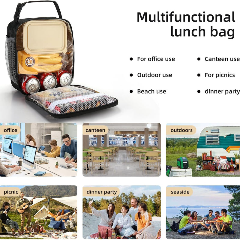 Lovoeo Lunch box Lunch bag for men women Insulated Lunchbox Lunch bags for Work Picnic Travel (Black)