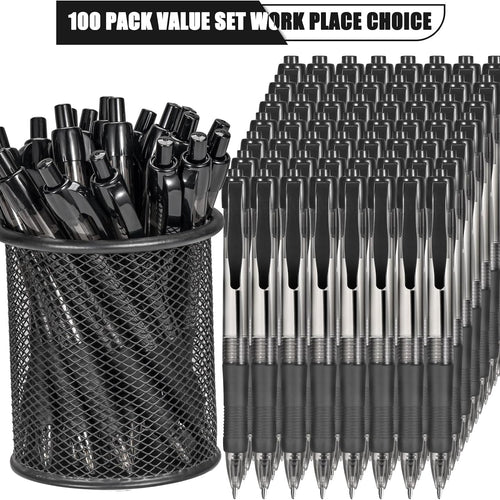 deegtran Pens Bulk, 100 Pack No Bleed Black Ink Click Pens with Soft Grip, Wholesale Retractable Ballpoint Pens for Office School, Medium Point Smooth 1.0MM