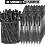 deegtran Pens Bulk, 100 Pack No Bleed Black Ink Click Pens with Soft Grip, Wholesale Retractable Ballpoint Pens for Office School, Medium Point Smooth 1.0MM