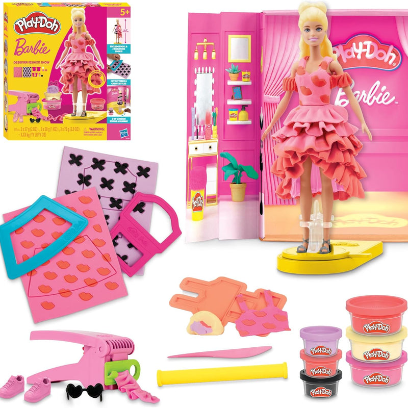 Play-Doh Barbie Designer Fashion Show Set, Make Doll Clothes with 21 Accessories & Modeling Compound, Kids Arts & Crafts for Girls & Boys, Ages 5+
