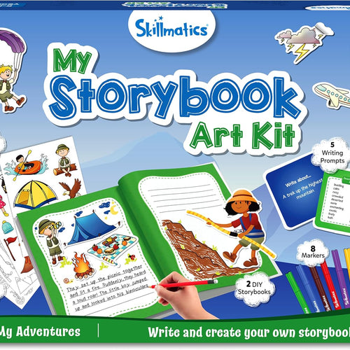 Skillmatics Storybook Art Kit – Adventures, Writing Activity, Gift for Kids | Create Adventure Stories, 300+ Stickers, Scrapbooking & Journal, Storytelling Activity, Screen-Free Craft, Ages 5, 6, 7, 8, 9