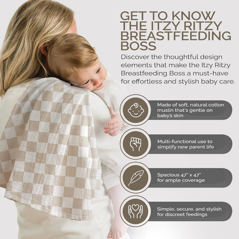 Itzy Ritzy Breastfeeding Boss Multi-Use Baby Wrap & Cover (Checkerboard)