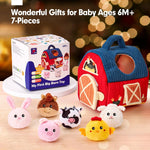 hahaland Surprise Barn Stuffed Farm Animals Montessori Toy for 6 Month Old Babies