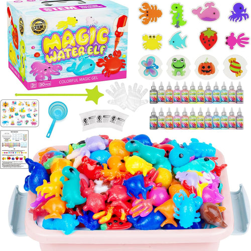 Magic Water Toy Elf Kit: 12 Color Gels, Shape Molds, STEM Aqua Crafts for Kids 3+