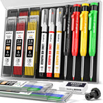 Nicpro 2 Pack CP1000 Carpenter Pencil with Sharpener, Mechanical Carpenter Pencils with 26 Refills, Deep Hole Long Nib Marker Pens for Construction, Heavy Duty Woodworking Pencil for Architect Marking