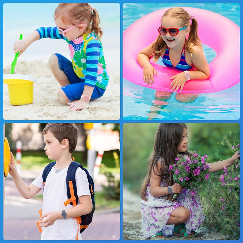 Waterproof Airtag compatible silicone bracelets for kids, 2 pack hidden wristband, lightweight tracker watch band