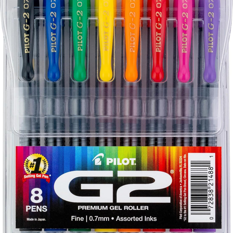 Pilot G2 Premium Gel Roller Pens, Rainbow Gel Pens, G2 Rainbow Colors Pack, 15 Pack Pouch, Fine Point 0.7 mm, Assorted
