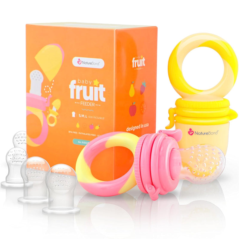 NatureBond Baby Food Feeder/Fruit Feeder Pacifier Nibbler 2 Pack with Teething Relief