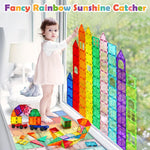 Dopyye Magnetic Building Tiles for Kids, 100 PCS Magnetic Blocks with Storage Bag, Magnet Tiles STEM Educational Stacking Toys Gift for Toddler Ages 3 4 5 6 7 8 9