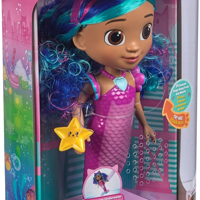 DreamWorks GABBY'S Dollhouse The Movie, Sing & Shine Mermaid Gabby, Waterproof Mermaid Doll with Lights & Sounds, Kids Toys for Girls & Boys Ages 3 and Up