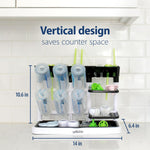 Dr. Brown's Drying Tower, Stand-Up Drying Rack, Countertop Baby Bottle Drying with Organized Storage for Baby Essentials, Space Saving Vertical Rack, Black/White