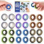 Fidget Toys Adults Sensory Rings: 12 Pack Texture Spinner Rings - Stress Relief Sensory Toys for Kids ADHD - Quiet Desk Fidgets for Classroom Stress Office for Teens Boys
