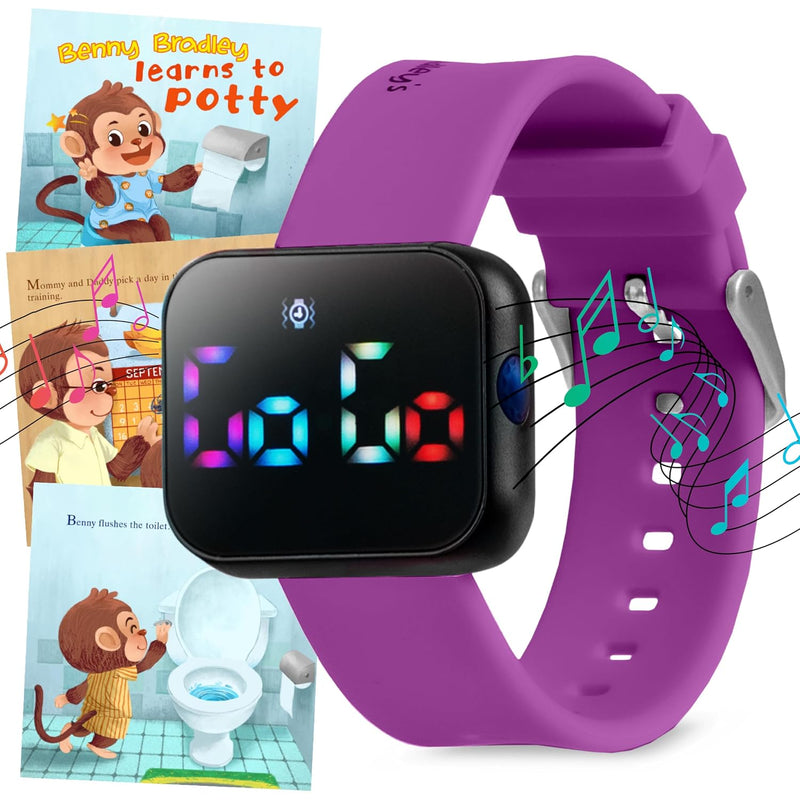 Potty Training Watch for Kids V2 – A Water Resistant Toilet Reminder Device for Boys & Girls to Train Your Toddler with Fun/Musical & Vibration Interval Reminder with Potty Training eBook (Pink)
