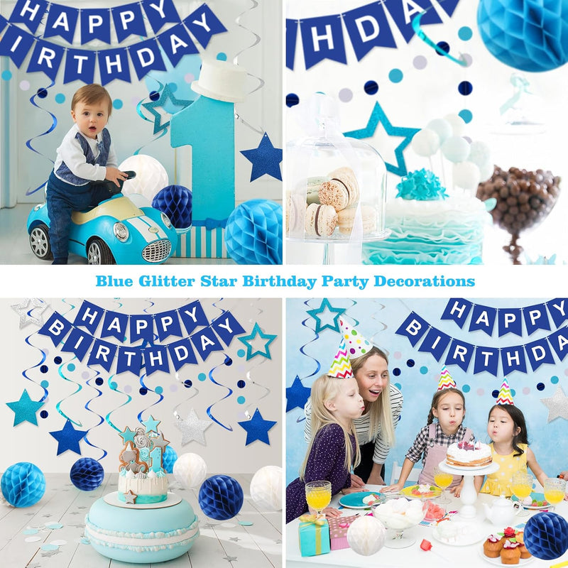 Vibrant Birthday Decorations: Happy Birthday Banner, Honeycomb Balls, Hanging Swirls, Garland for Men, Women, Boys, Girls