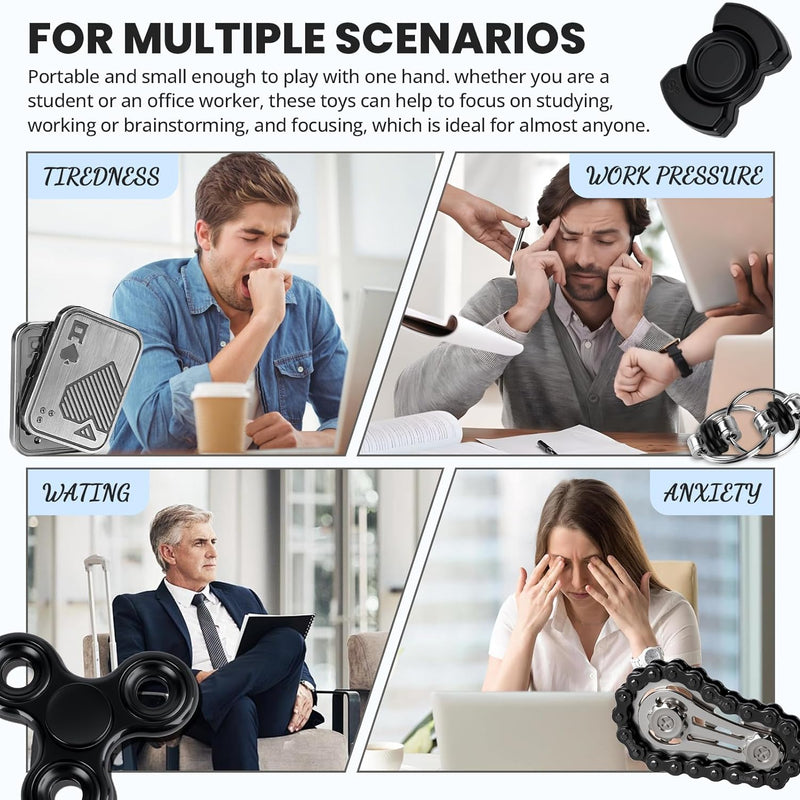 5 Pcs Fidget Toys Adults Metal Fidgets Toy Set Magnetic Spinners Figette Toys for Stress & Anxiety Relief, Office Desk Sensory Toys for Autism ADHD Cool Gadgets Gift for Teen Men Women
