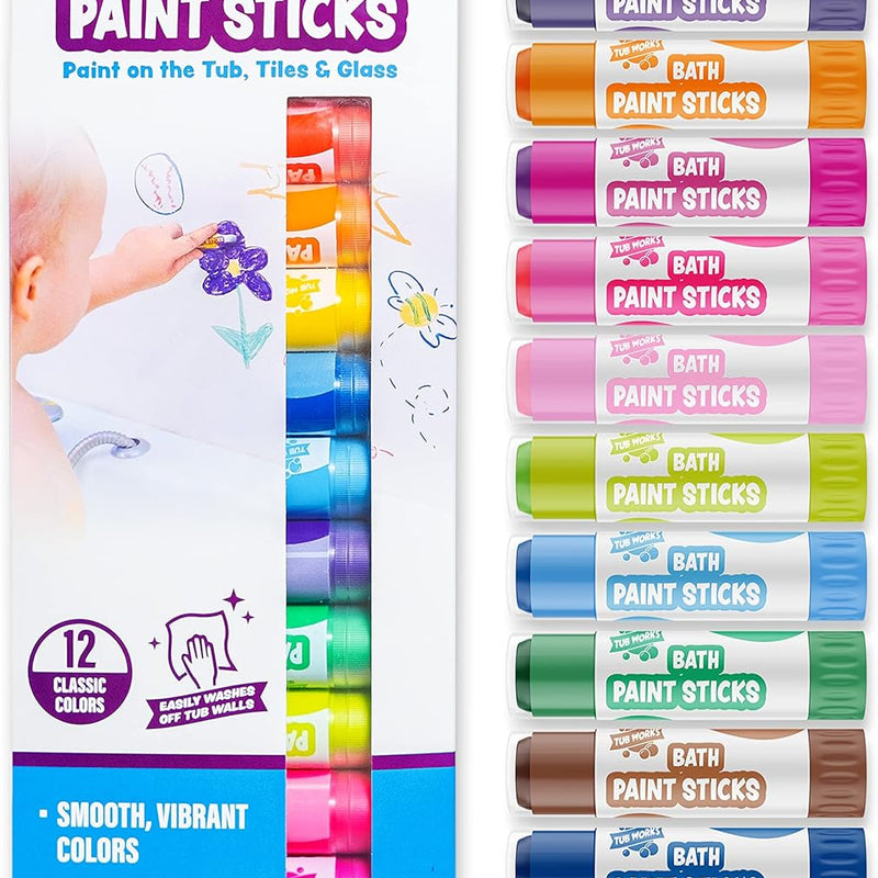 Tub Works® Bath Paint Sticks™ | Nontoxic, Washable Bathtub Paint for Creative Kids & Toddlers