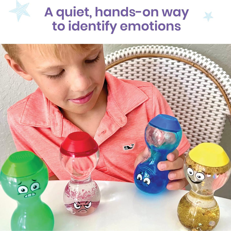 hand2mind Express Your Feelings Sensory Bottles-Primary Emotions, Quiet Toddler Fidgets for Classroom, Calm Down Corner Supplies, Social Emotional Learning, Sensory Toys for Kids with Autism