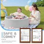 SHJADE Foam Ball Pit, 35.4"x 11.8" Ball Pits for Toddlers-Grey | Soft Memory Sponge Round Playpen Ball Pool for Kids, Ideal Gift for Babies, Indoor and Outdoor Game, Balls not Included