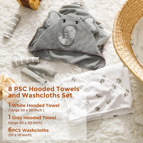 Momcozy Baby Towel, 5pcs Baby Bath Towel Set，Soft&Breathable，Elephant