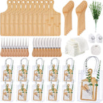 55Pcs Baby Shower Prizes for Game Winners 6 Sets Bamboo Cheese Board Spoon Fork Butter Spreaders Plaid Towel Thank You Card and Gift Bags for Baby Shower Wedding Bridal Shower Favors