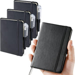 NIRMIRO (3 Pack) Pocket Notebook Small Journal with Pen, 3.7" x 5.7", A6 Mini Notebook for Women Men Work Writing, Hardcover Small Pocket Notepad with 100Gsm Premium Thick Lined Paper, Black Leather