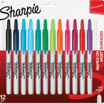 Sharpie Retractable Permanent Markers, Fine Tip, Black, 12 Count - Desk, Classroom, Office Supplies