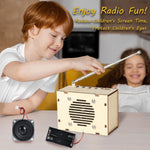 Build Your Own FM Radio Kit for Kids Age 8-12 STEM Toys with Classic Wood Design