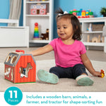 Melissa & Doug Take-Along Wooden Toy Barn with Farm Animals & Pop-Up Roof, Preschool Learning Toys