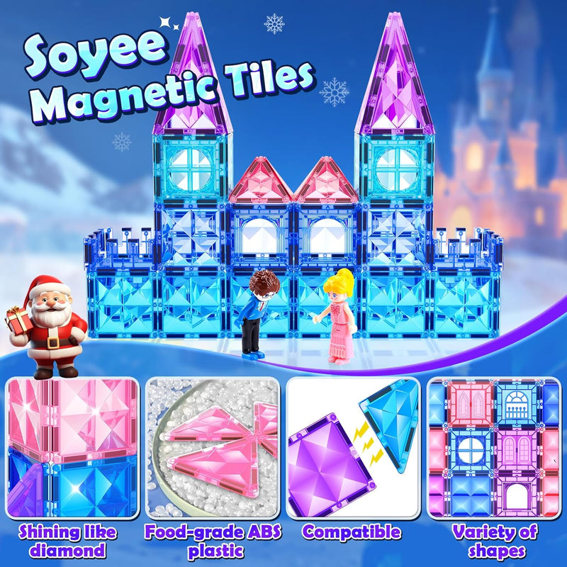 Soyee Diamond Magnetic Building Blocks Princess Toys for 3-8 Year Old Girls and Boys