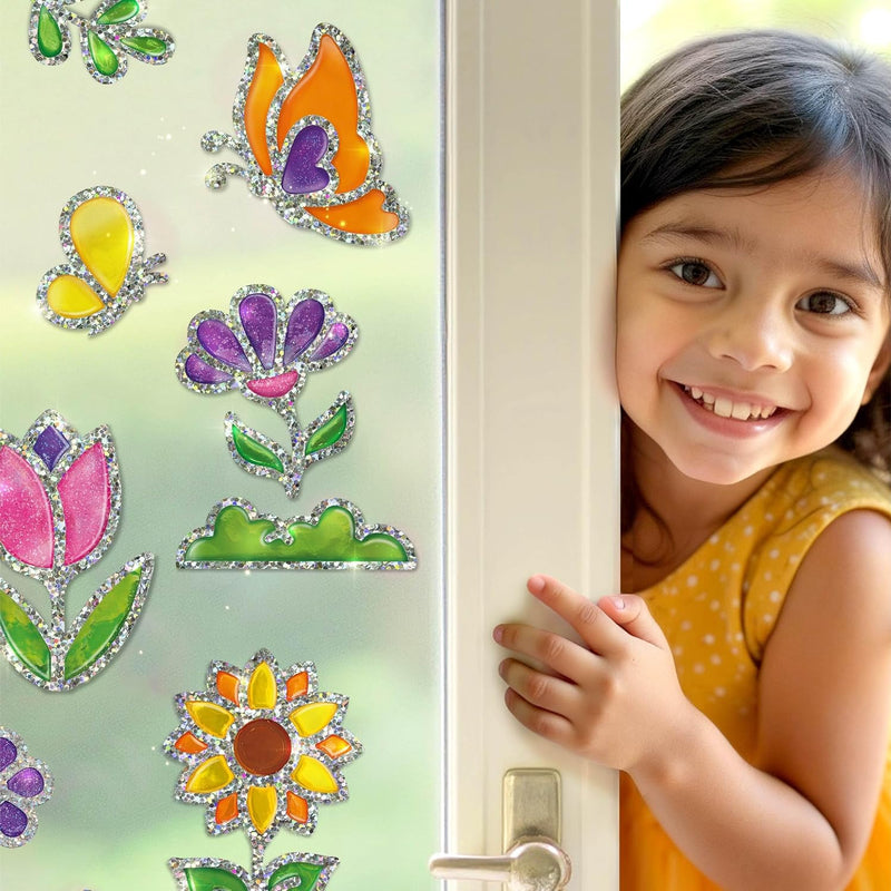 Imagimake DIY Jelly Stickers - Flowers & Butterflies, 10 Stickers, Art Kit | Paint, Peel & Stick Painting Activity for Kids, Birthday Gift for Boys & Girls Ages 3,4,5,6,7 Years Old